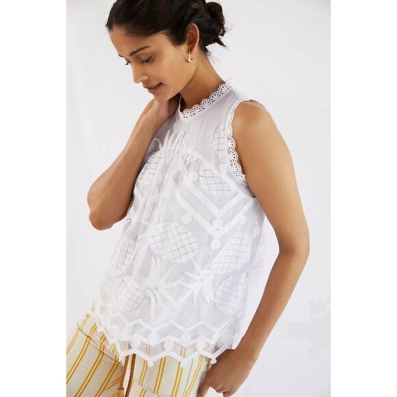 Maeve Pineapple Lace Sleeveless Blouse - Picture 6 of 8